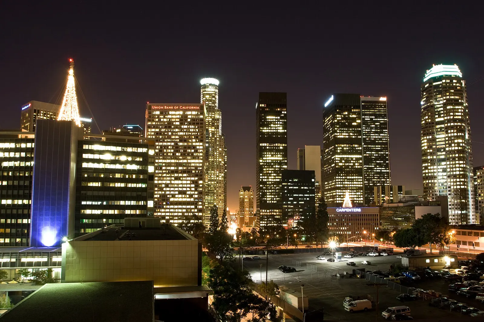 Los Angeles by night: the downtown towers