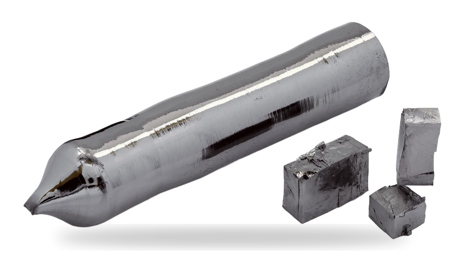 Tantalum single-crystal rod and cut pieces